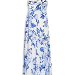 NWT FARM Rio Blue and White Floral Dress Size Small